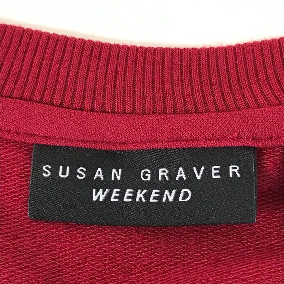 Susan Graver Weekend Cozy Jersey Knit Tunic Women's Plus 1X Petite Red Pockets - Picture 9 of 12